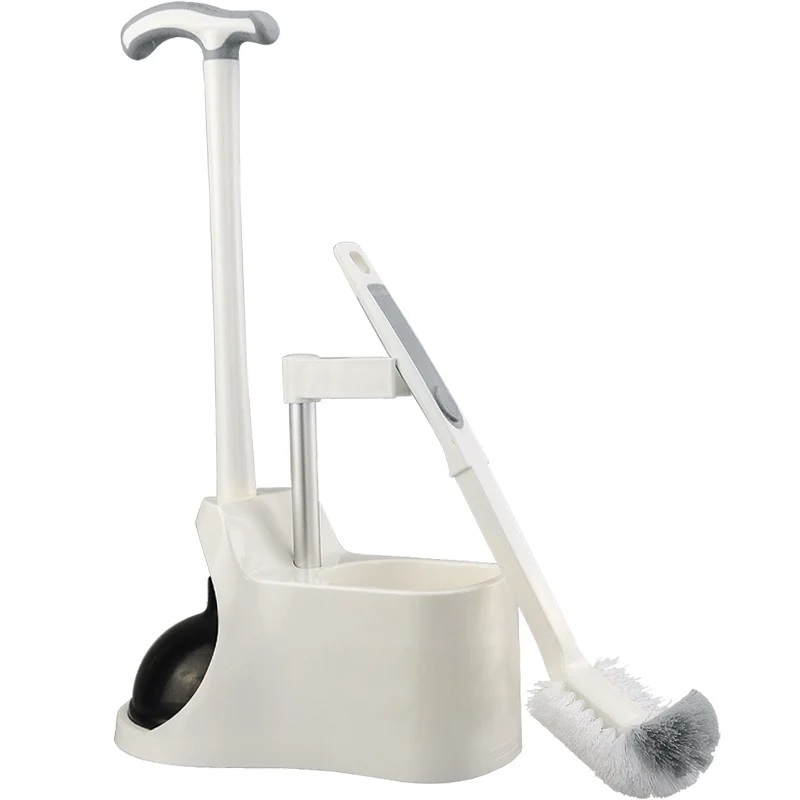 

Toilet Plunger Bowl Cleaners Brush Set Silica Gel Bathroom Essentials Accessories