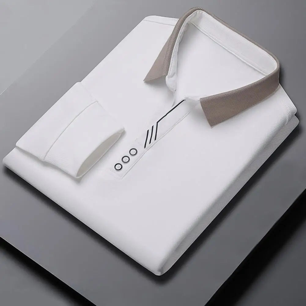 

Men Soft Shirt Stylish Men's Lapel Pullover Slim Fit Mid Length Soft Breathable for Spring Fall Casual Wear Long Sleeve Men