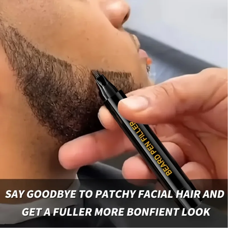Waterproof Beard Pen Filler Men Moustache Coloring Pen Beard Coloring Filling Enhancer Black Fiber Hair Stuffing Tool