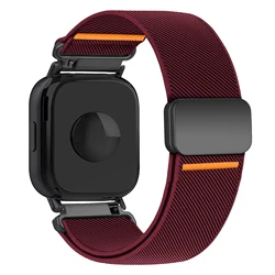 Elastic Nylon Strap for Smartwatch - Magnetic Bracelet and Band Accessories (Wine red)