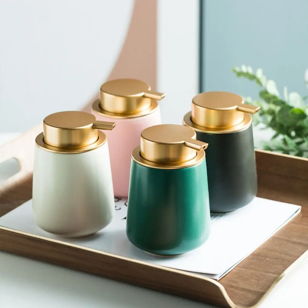 Ceramic Lotion Soap Bottle Easy To Press Leak-Proof Soap Pump Dispensers Marble Pattern Refillable Cosmetic Container