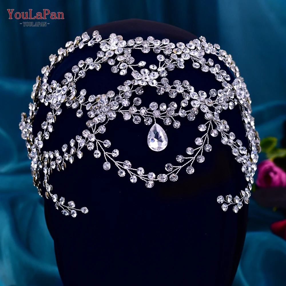 

YoulaPan HP471 Rhinestone Forehead Headband Fashion Crystal Bridal Headpiece Party Wedding Hair Accessories Bride Tiara Headwear