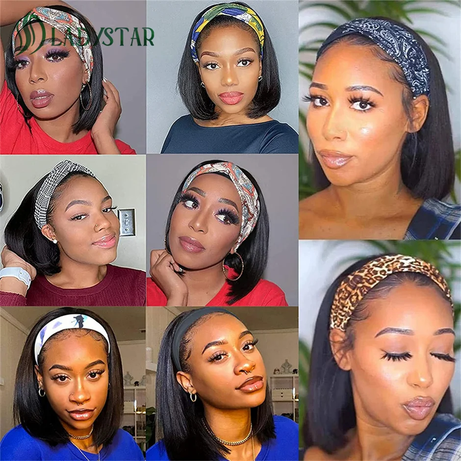 Bob Headband Wigs Human Hair Wig For Women