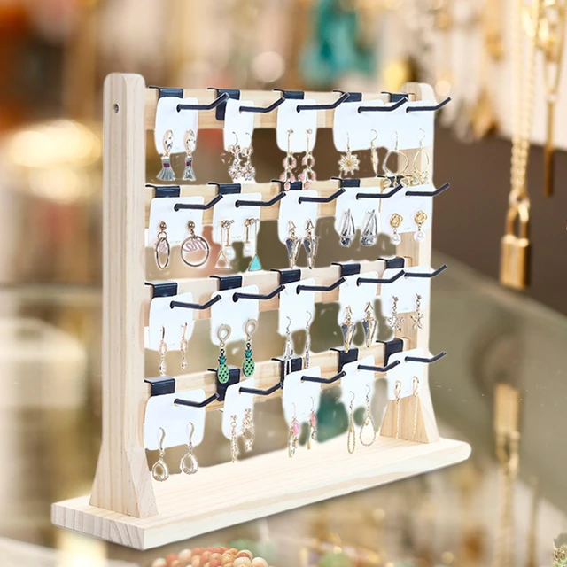 Wooden Jewelry Display Rack with 20 Hooks - Hivory