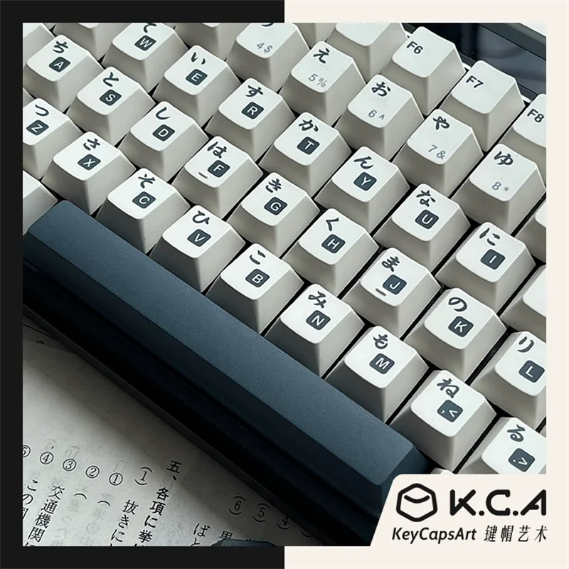 Pbt Keycap Japonês Branco Preto Keycaps Perfil Cereja Rosto Dye Subbed para Teclado Mecânico Gh60 Gk61 Cereja mx Switch - Imagem 3