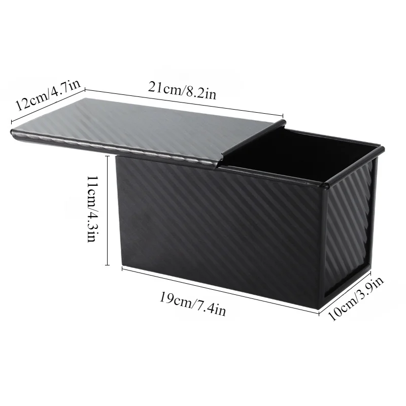 Non-Stick Corrugated Carbon Steel Loaf Pan with Lid - 1lb Capacity