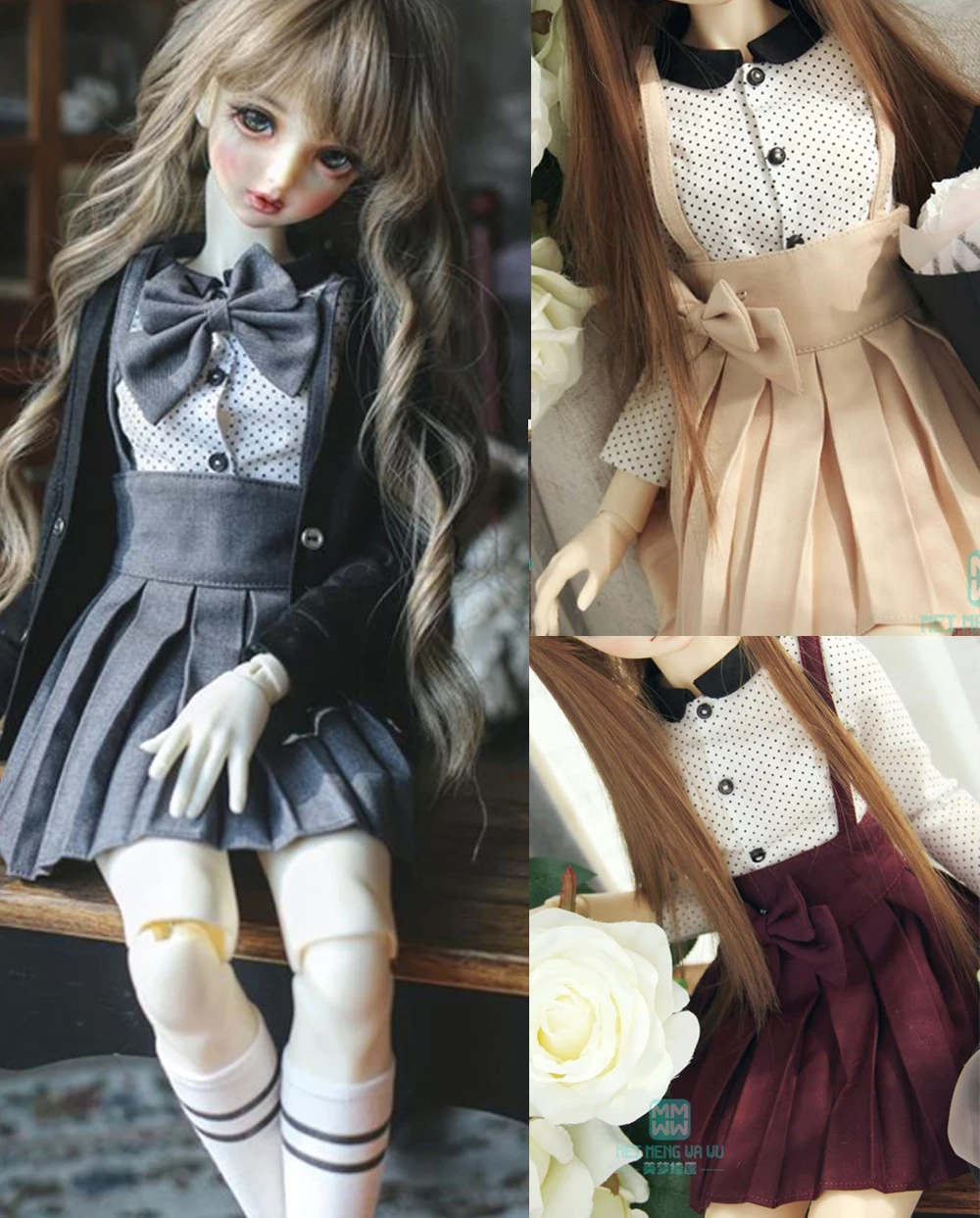 BJD accessories doll clothes for 58-60cm DD SD 1/3 BJD doll fashion shirt pleated skirt