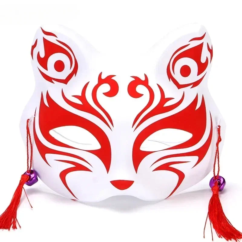 Anime Fox Mask Japanese Cosplay Half Face Mask Masquerade Kabuki Fox Mask Holiday Party Decoration Demon  Cosplay Props