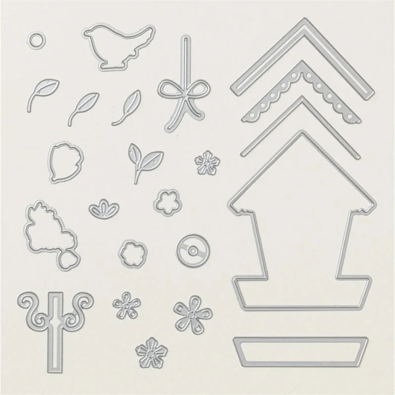 Annual Catalog Country Bird House Flowers Clear Stamp and Metal Cutting Dies for DIY Craft Scrapbooking