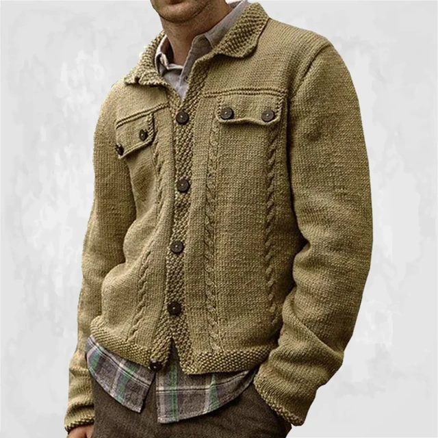 Cárdigan de Punto Hombre Suéter Grueso con Botones Chaqueta de Punto con  Cuello de Chal Cálido Manga Larga Prendas de Punto Abrigo de Suéter de  Punto Invierno Rebecas Hombre Casual Jersey Caqui