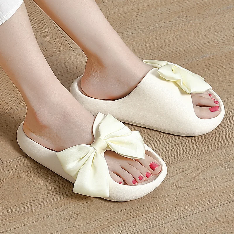 

Home Slippers Bow Tie Knot Woman Platform Cloud EVA Non Slip Slides Indoor Outdoor Summer Sandal Ladies Kawai Floor Shoes Female