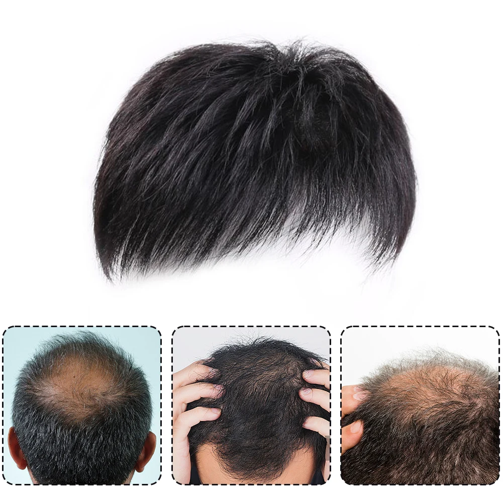Tête de perruque à clips pour hommes, cheveux courts, blocs de remplacement supérieurs, couvrant efficacement les cheveux clairsemés
