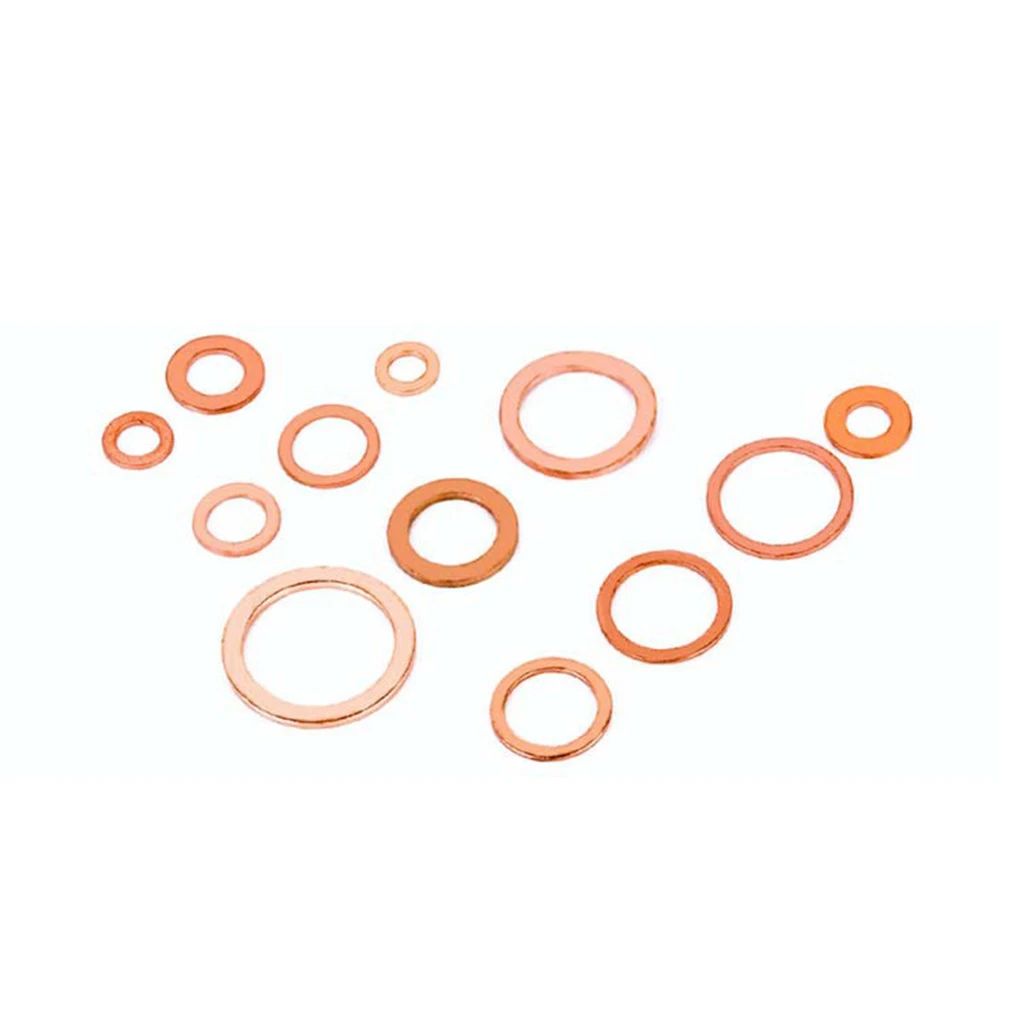 

Copper Washer Solid Gasket Nut Set Flat Ring Sealing Kit Sump Plug