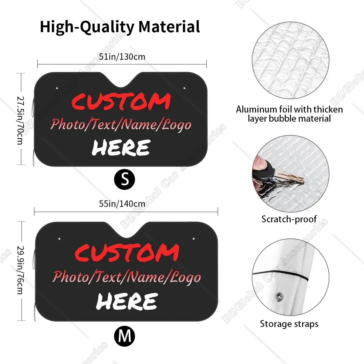 Custom Car Windshield Sun Shade Personalized Design Your Own Photo Logo Name Car Sun Visor Protector Aluminum Foil 55 X 30 In windshield sunshade,car sunshade,windshield sun shade