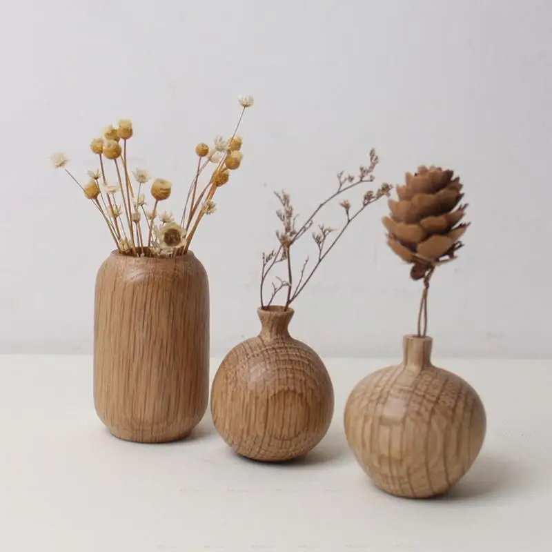 Rustic Wood Vase Table Flower Stand Vase Ornament Handmade Techniques Vase Decor For Dinner Parties Home Holidays And Wedding 2