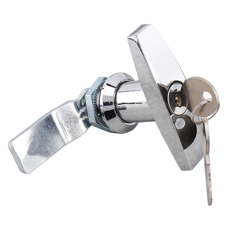 

Silver Rear Fixing Tool Box Garage Door T Handle Lock with 2 Keys Zinc Alloy Fit for Trailer Caravan Canopy