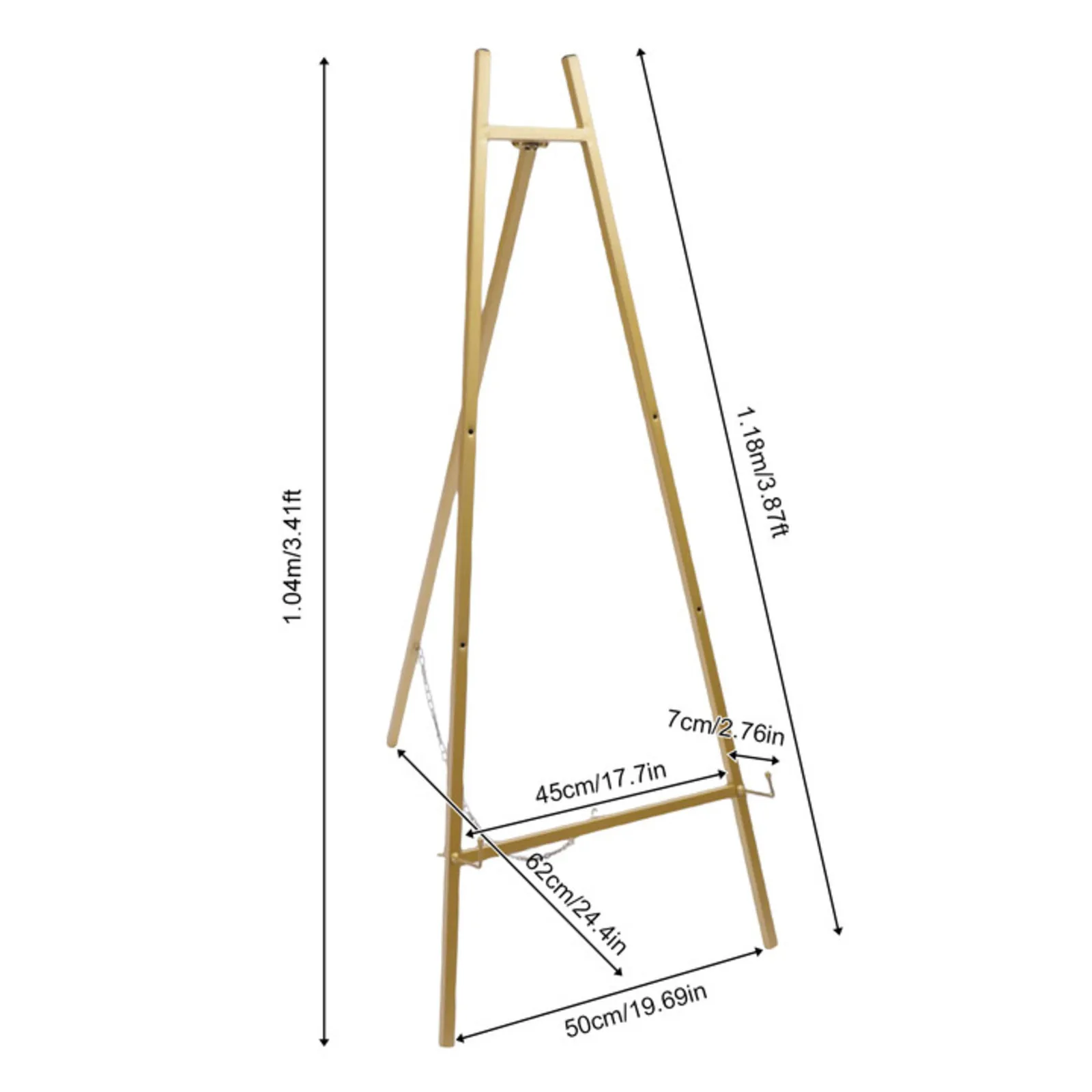 2Pcs Golden Wedding Welcome Display Frame Foldable Drawing Poster Stand Elegant Tall Steel Pipe Rack