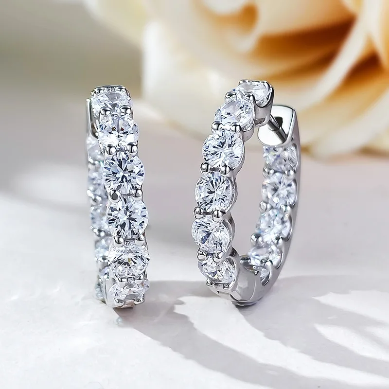 

Apaison 100% 925 Sterling Silver D Color High Carbon Diamond Hoop Earrings For Women Wedding Sparkling Earrings Fine Jewelry