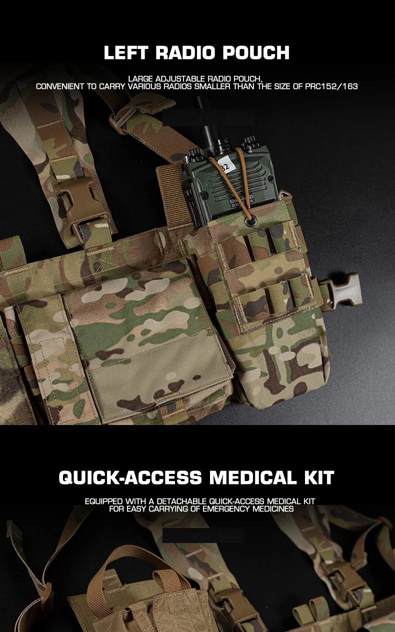 Emerson UW IV Chest Rig GP Pouch 556 762 MOLLE Weste Multi Pocket H Harness Schnellschalterplattform für EDC Tools Radio Mag Storage – Detail 4