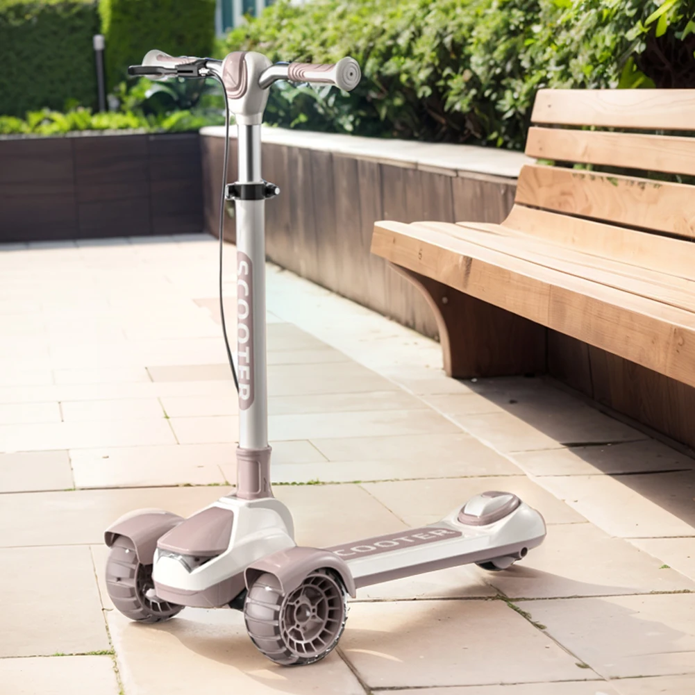 Foldable Kids Scooter Light-Up Wheels 3 Wheel Scooter Adjustable Height Kids Push Lean To Steer for 5-18 Years Old