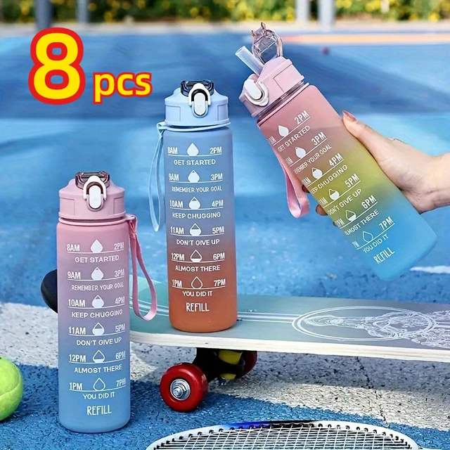 900ml Leakproof Water Bottles with Times To Drink and Straw Motivational Drinking Sports Water Bottle for Fitnes Gym Outdoor 900ml Leakproof Water Bottles with Times To Drink and Straw Motivational Drinking Sports Water Bottle for Fitnes Gym Outdoor