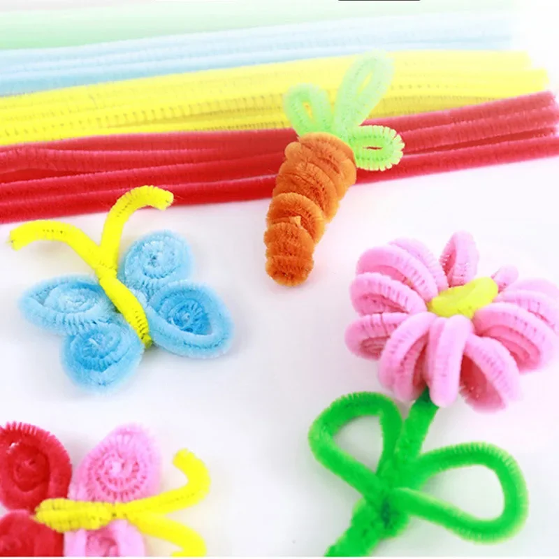 Colorful Twisting Bar Chenille Fluffy Pipe Cleaners Stems Plush Stick 500/10pcs DIY Tinsel Rod Strips Kids Art Educational Toys