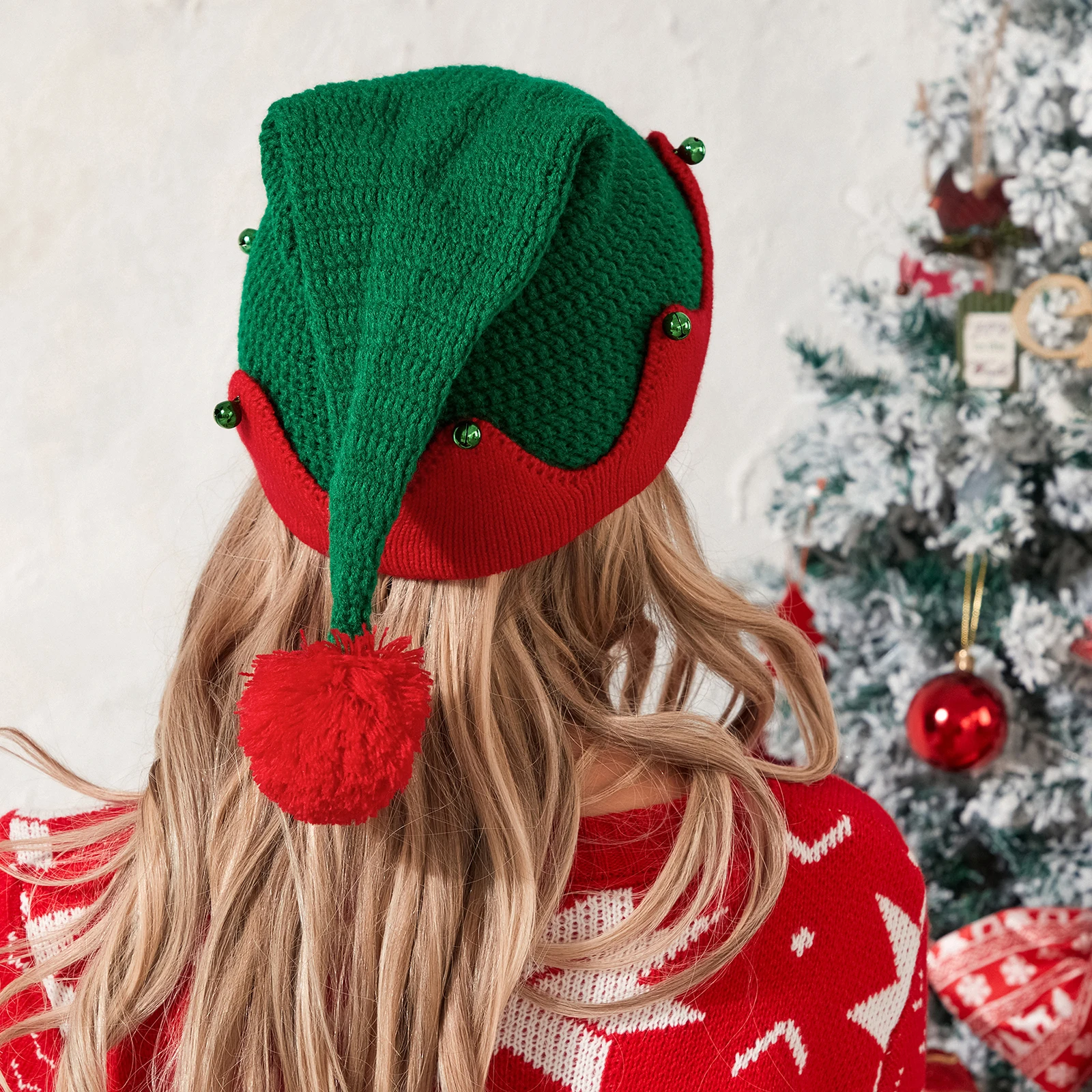 Christmas Elf Hat Lightweight Holiday Hat Knitted Party Elf Beanie Cap Costume Accessories for Adults Kids christmas beanie hat