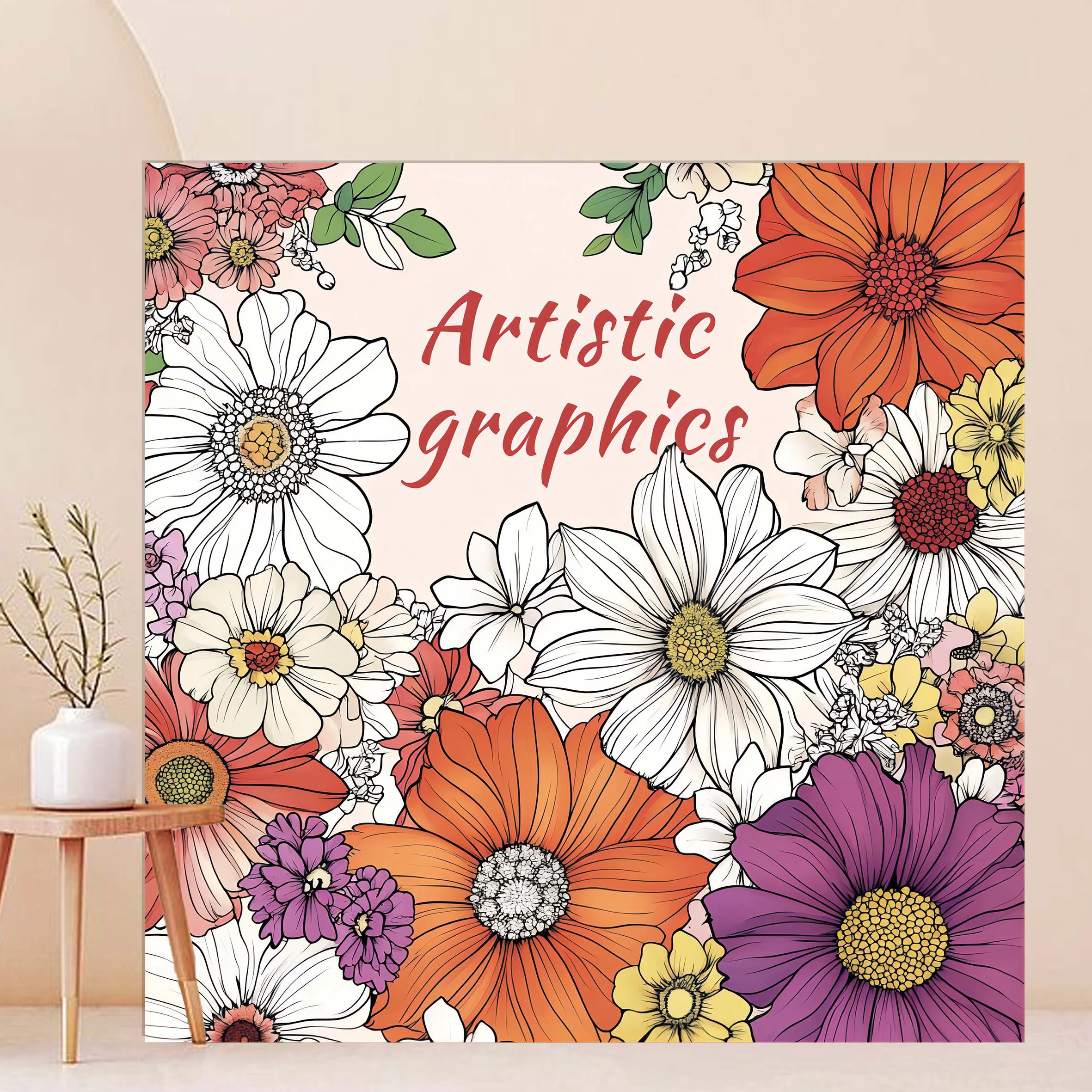 1pc Art Coloring Book 24Page Artistic Graphics Flower For Birthday Party Relieve Stress Kill Time Graffiti Painting Drawing Book 2