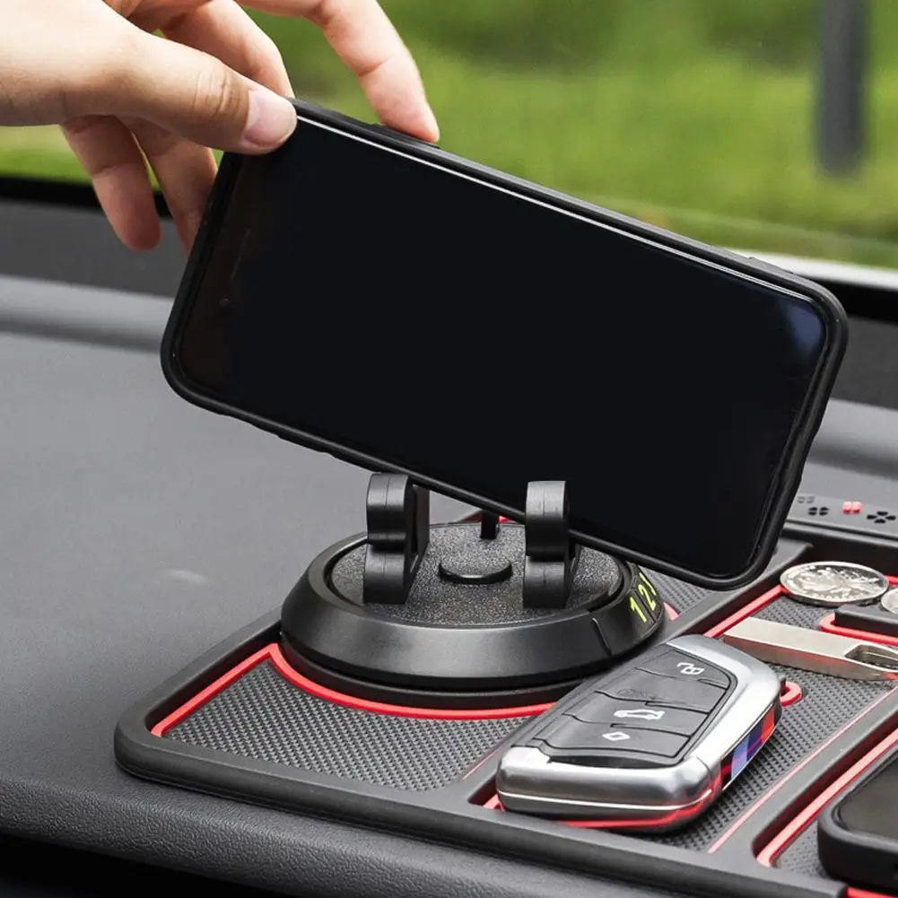 4 in 1 Sticky Dash Mat for Car Multifunctional Pad Silicone Car Pad Mat Anti-Slip Car Phone Dashboard Pad Mat with Phone Holder Parking Contact Number 