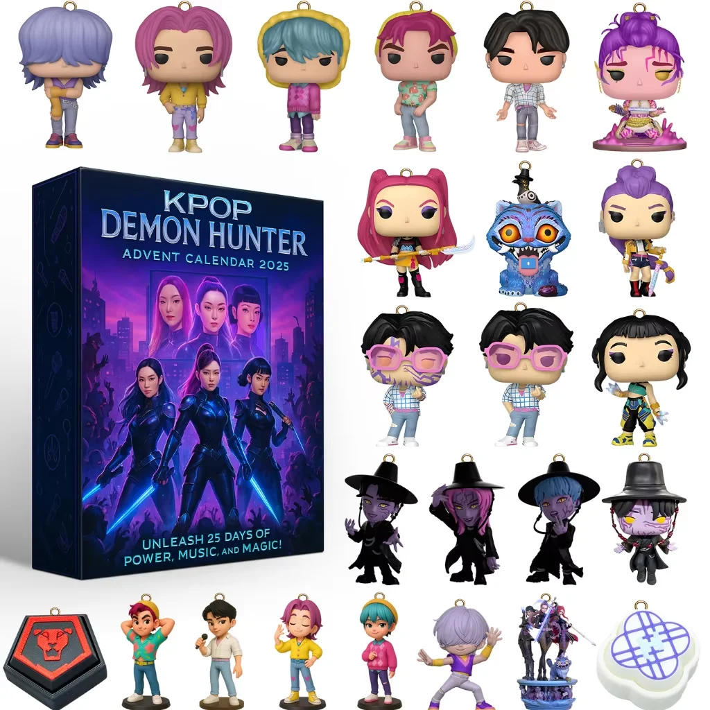 Calendrier De L'Avent K-Pop Demon Hunters 2025 - 24 Figurines 3D Collectibles - Pour Fans Garçons Filles - 26x25x5 Cm
