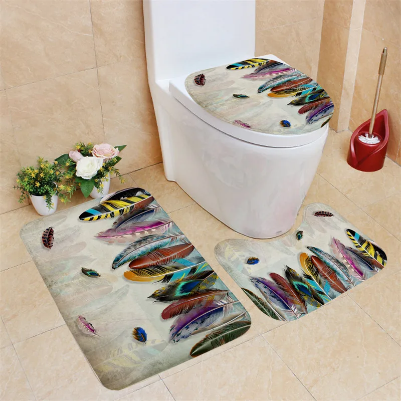 Bathroom Rugs Mat Set Shower Curtains Bathroom Carpet Toilet