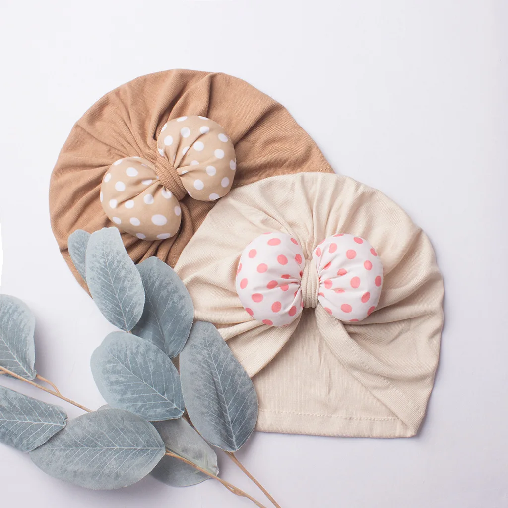 

Детские аксессуары, милая Яркая Мягкая шапочка с бантом для новорожденных девочек, индийская шапочка, однотонная шапочка для младенцев и мальчиков, шапочки, головной убор