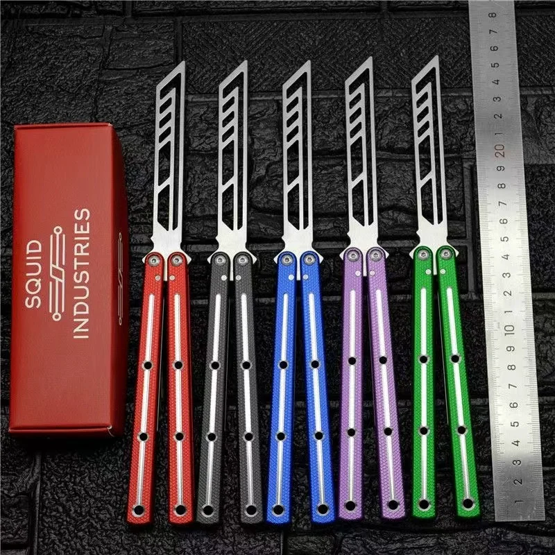 2024 새로운 Balisong 연습 도구 EDC 접이식 알루미늄 합금 손잡이 연습 훈련 손 도구