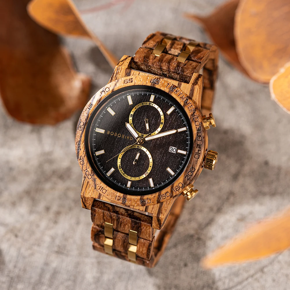 BOBO BIRD Men's Luxury Watch,All Wood Case,Three Dimensional Dial,Support OEM,Dropshipping