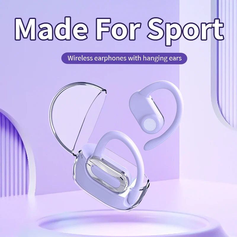 

2024 Earhooks Headphones BT 5.3 Wireless Bluetooth Headset IP67 Waterproof With Mic Earbuds Heavy Bass Noise Reduction Earphones