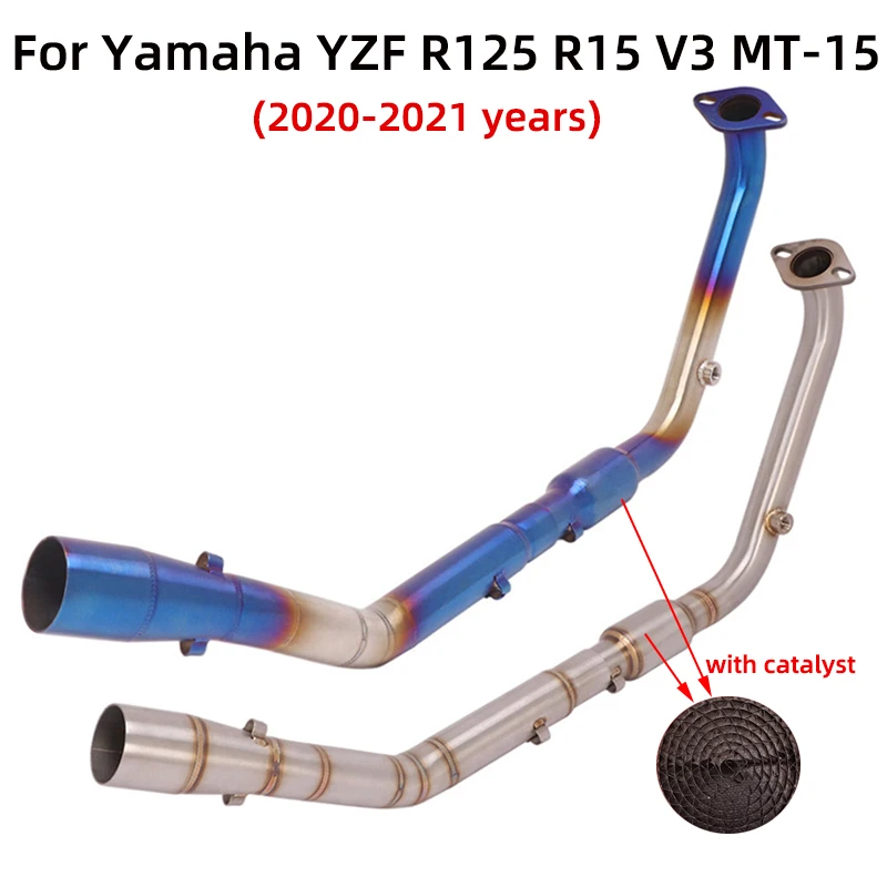 

Motorcycle Exhaust Escape Modify System Front Mid Link Pipe With Catalyst Slip On For Yamaha YZF R125 R15 V3 MT-15 2020 2021