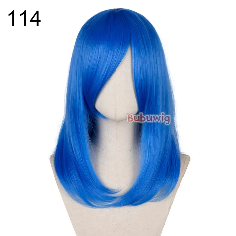 Bubuwig Synthetic Hair Over 100 Colors Fashion Classic 40cm Long Straight Anime Cosplay Wigs Pure Color Black Wig Heat Resistant - Image 14