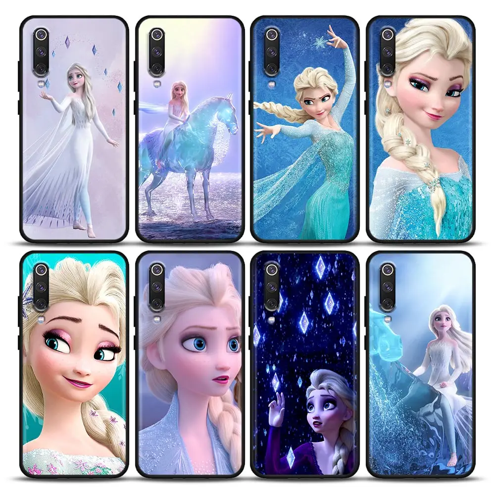 Queen Elsa Frozen Princess Black Funda Per Xiaomi Mi 9T Pro 10 10T 10S Cc9 9 Pro 8 Lite Cover Posteriore Mi Note 10 Lite 9T Coque