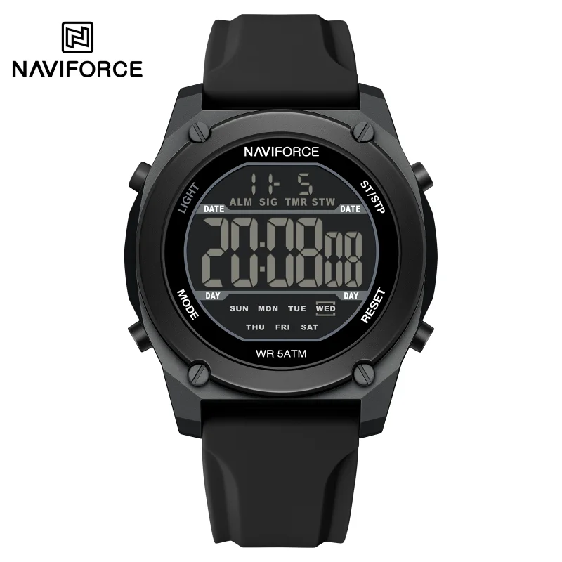 NAVIFORCE Sport Watch with Night Light & Calendar - Waterproof, Shockproof, Silicone Strap Men's Fashion Timepiece