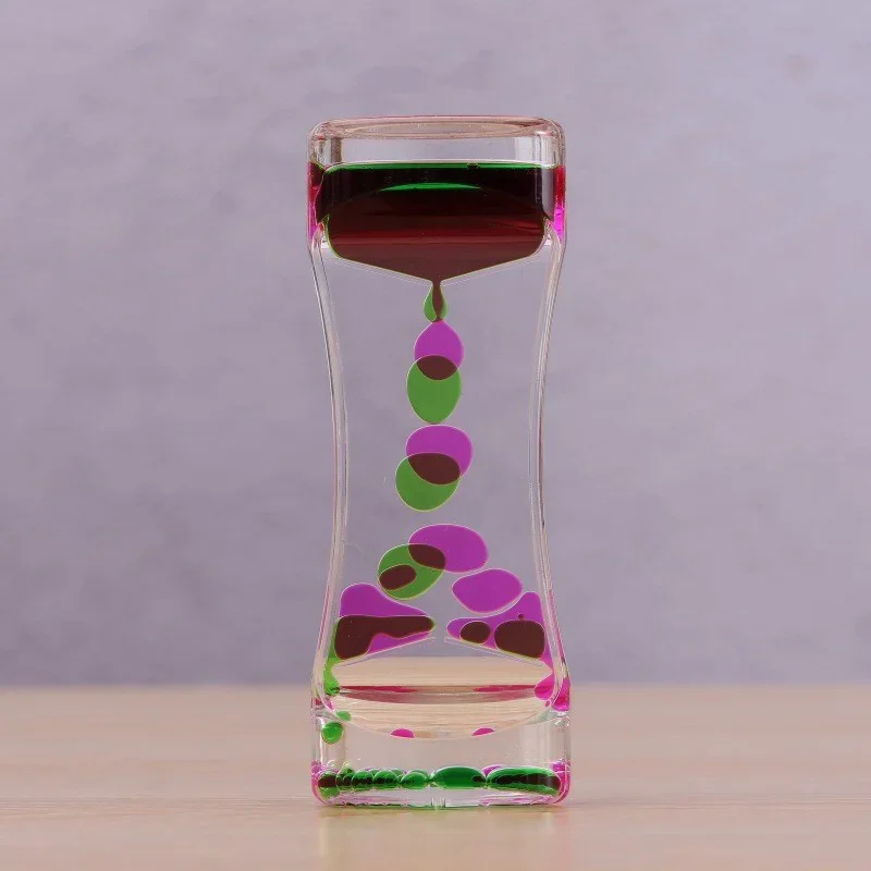 Liquid Hourglass Timer 1PC Liquid Motion Bubbler Hourglasses Movement Sensory Toys for Kids Adults Stress Relief Props Home Office Desktop Decor
