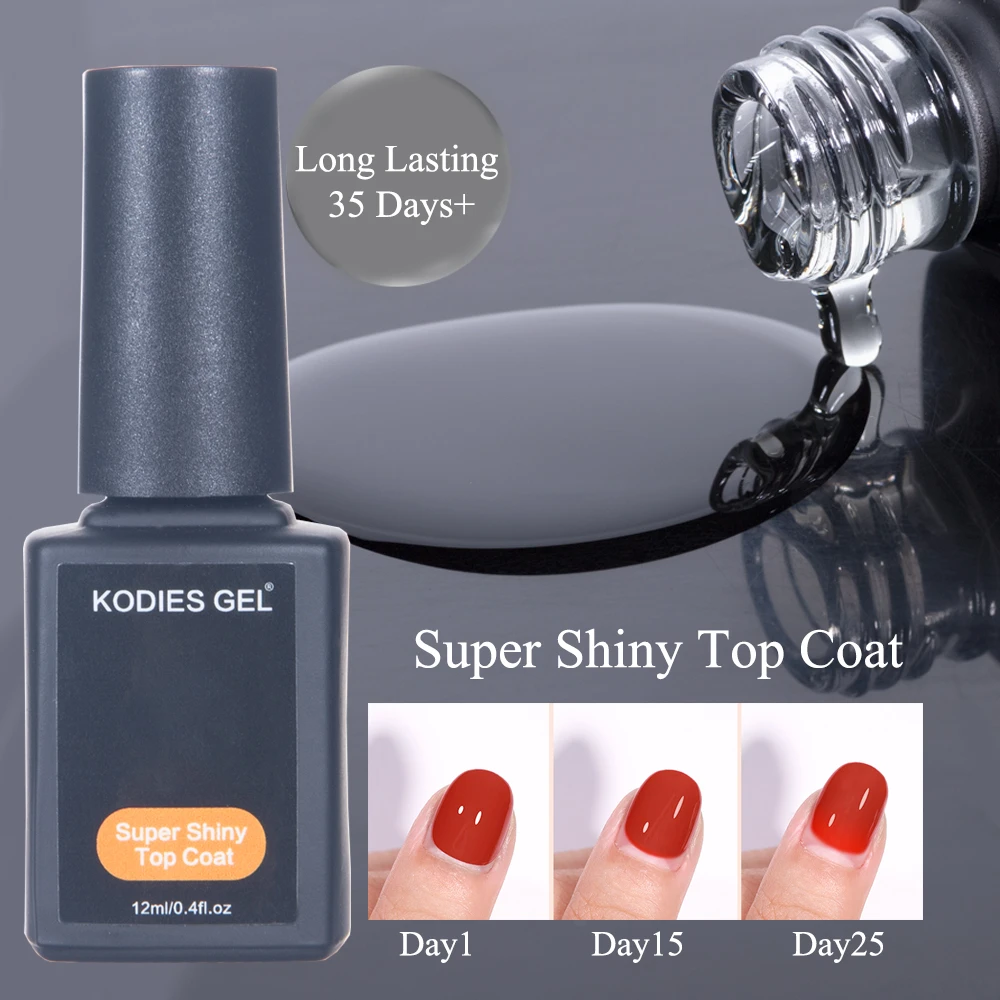 Kodies Super Shine Coat Uv Gel No Wipe Base Coat 12ml Tempered Mirror Effect Manicure Gel Nail Polish Function Lak Art - Nail Gel - AliExpress