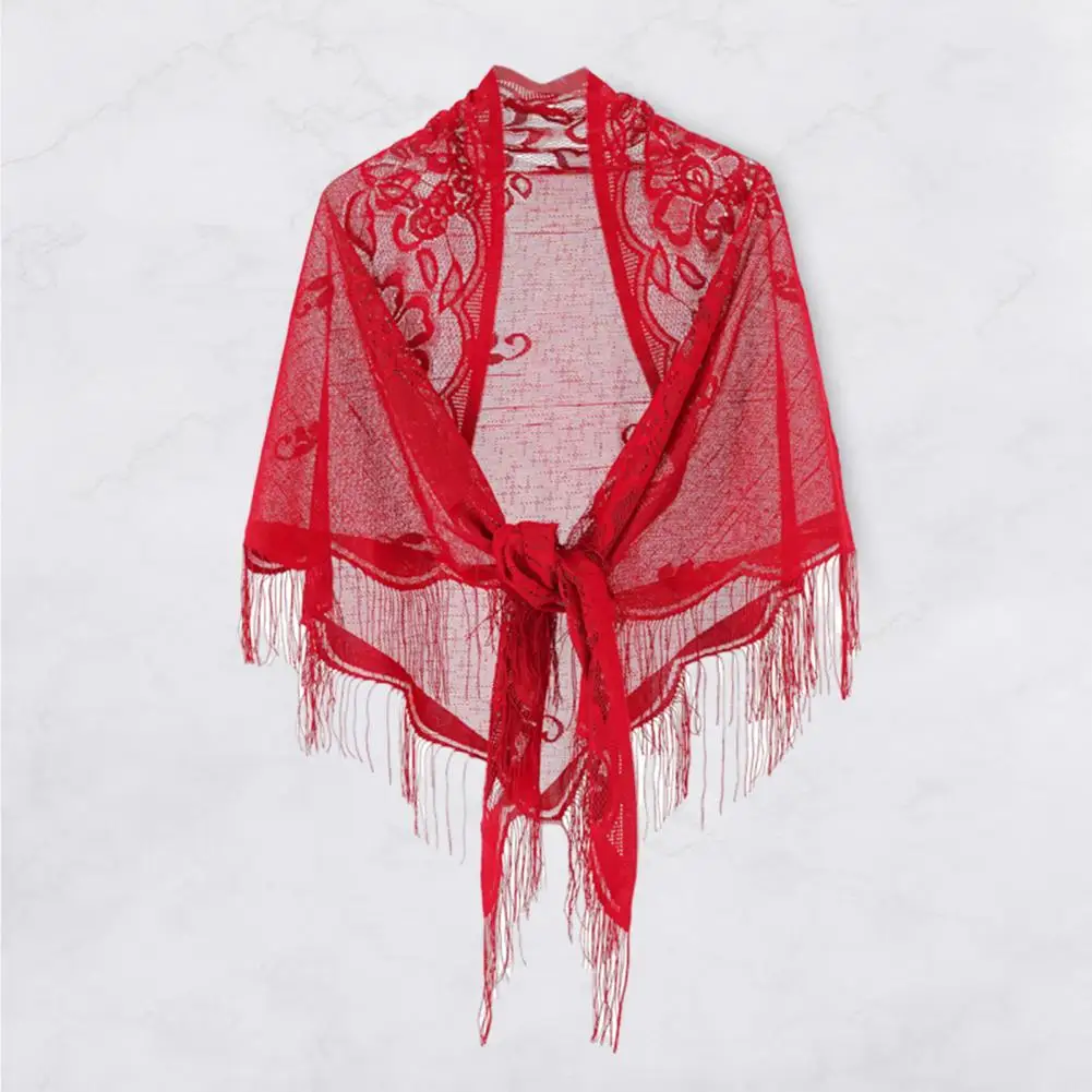 

Аксессуар для бюстгальтера, элегантная шаль с цветочной вышивкой и кисточками, женская тонкая Солнцезащитная накидка на шнуровке, однотонная ажурная кружевная шаль, однотонная