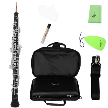 SLADE Black 22 Key C Oboe Semi-Automatic Bakelite Professional Performance Grade Woodwind Instrument with Wiping Gloves