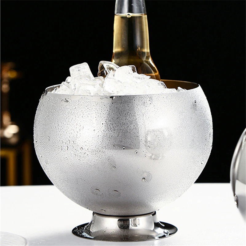 Stainless Steel Ice Bucket Portable Beer Wine Bottle Cooler Container for Party Bar Whisky Beverage Tools Camping Ice Cube Maker