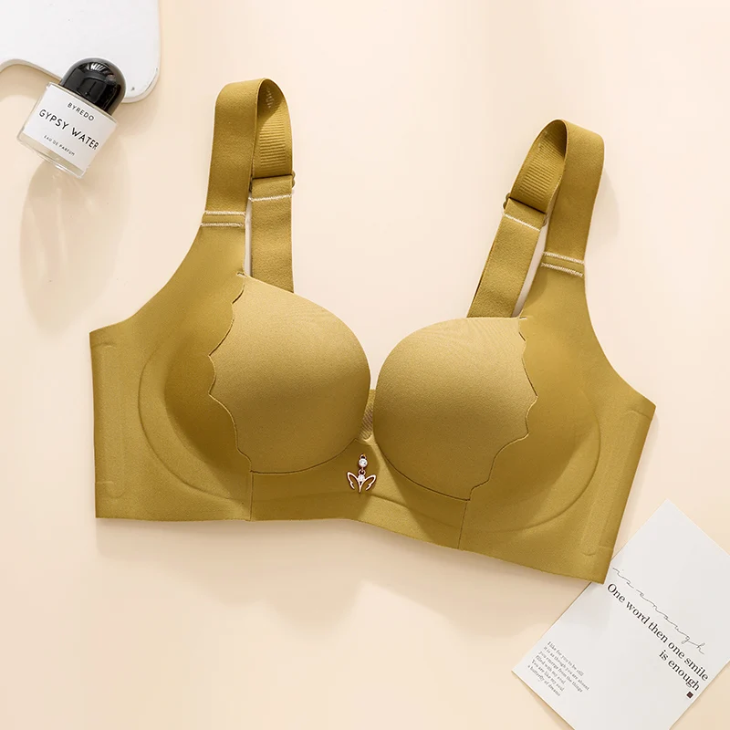 

Seamless Bra for Women Plus Size Wireless Brassiere Lightly Lined Full Coverage Bra C D E Cup Sexy Bra Solid Padded Basic Femme