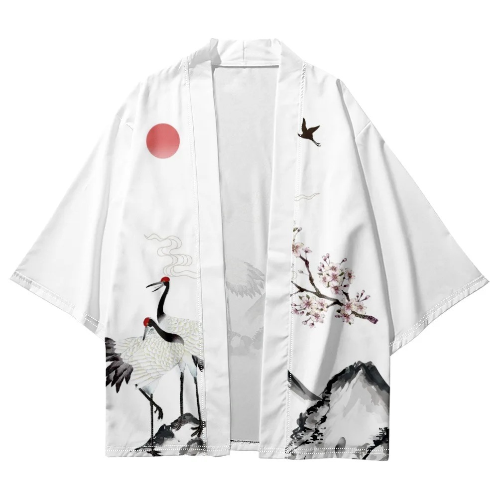 

Summer Japanese Style Kimono Coat Men Taoist Robe Clothing Cardigan Shirts Casual Bathrobe Jacket Vintage Yukata Sleepwear