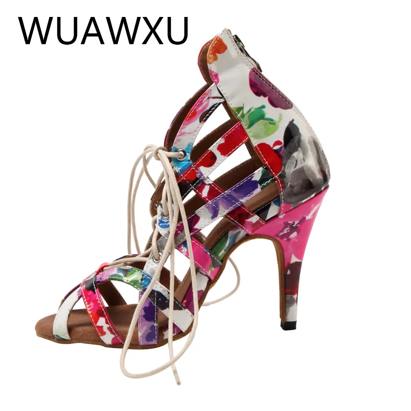WUAWXU Women's Party Dance Shoes Colorful Walking Show Dance Drill Soft Soled Latin Dance Shoes Women Sasha Dance Shoes Heels 5C