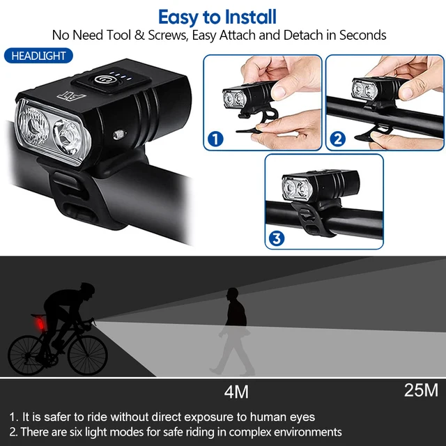 T6 LED Rechargeable Bike Front Light – Waterproof MTB Headlight 6