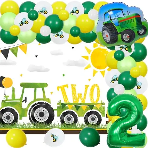 

Фермерский трактор, украшения для вечеринки в честь 2-го дня рождения, Фотофон, тканевый трактор, фольгированная воздушная гирлянда, фотография для детской вечеринки