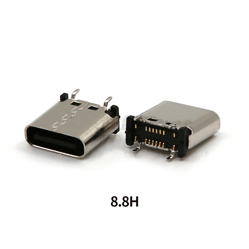 Dual Pack USB Type-C Female Sockets - Vertical Mount, Variety of Board Heights, 16-Pin Configuration